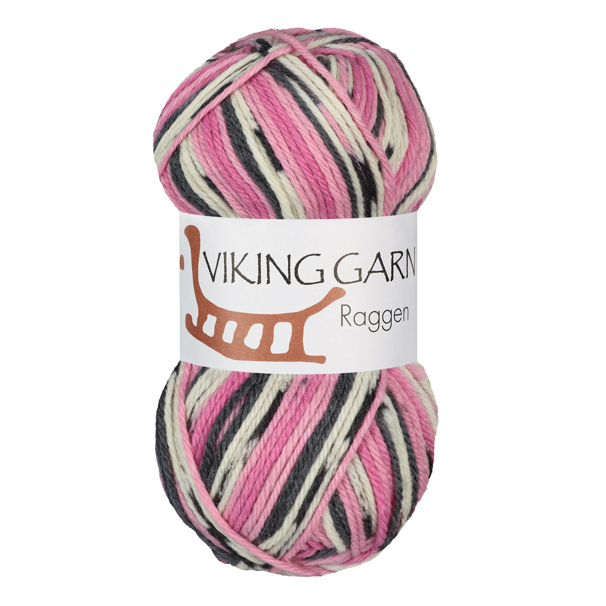 Garn Raggen, 150g, Flerfärgad Rosa/Mörk grå, 763