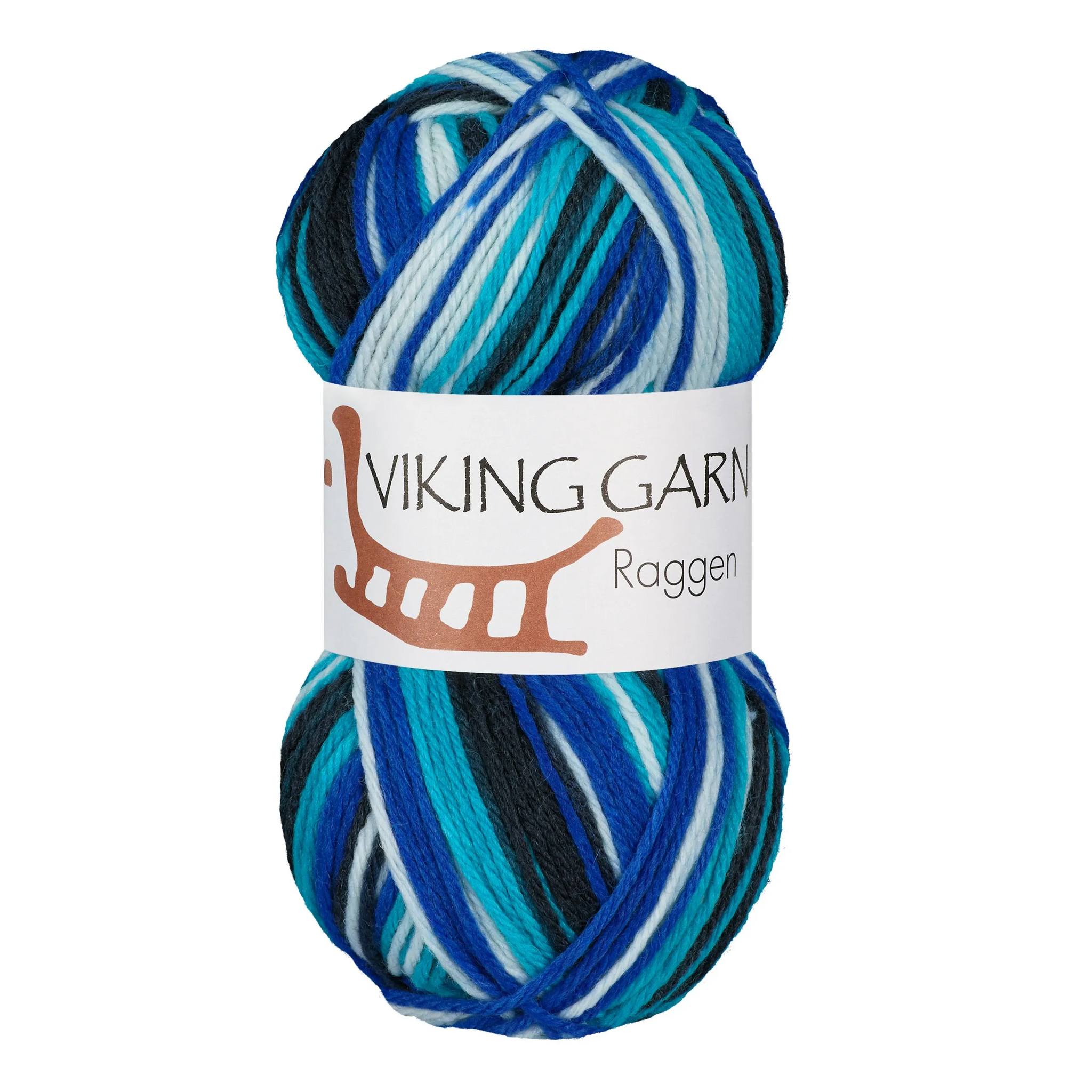Garn Raggen, 150g, Flerfärgad Blå/Vit, 729