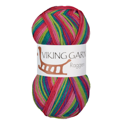 Garn Raggen, 150g, Flerfärgad Rosa/Grön, 738
