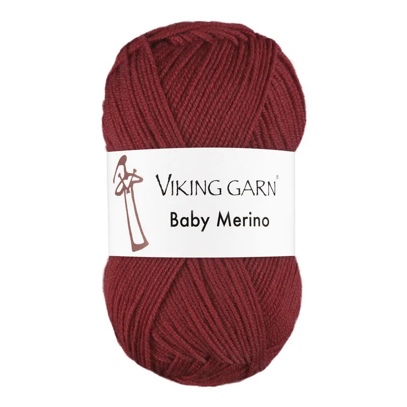 Garn Baby Merino, 50g, Mörkröd, 256