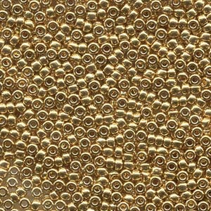 MIYUKI, Japanese Seed Beads, Round, 8/0, 24 karat Gold Plated