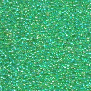 MIYUKI, Japanese Seed Beads, Round, 11/0, Transparent Light Green AB