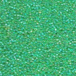 MIYUKI, Japanese Seed Beads, Round, 11/0, Transparent Light Green AB