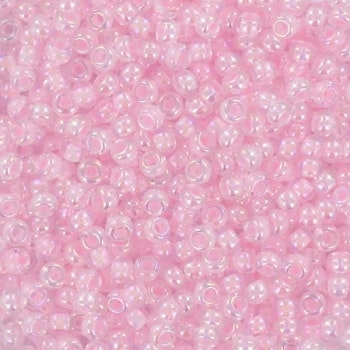 MIYUKI, Japanese Seed Beads, Round, 11/0, Pink Line Crystal AB