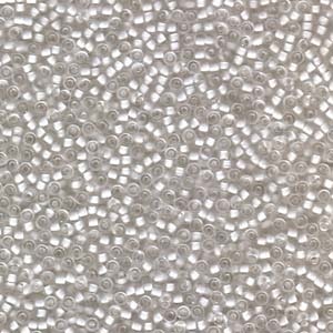 MIYUKI, Japanese Seed Beads, Round, 11/0, Semi-Matte White/Lined Crystal