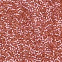 MIYUKI, Japanese Seed Beads, Round, 11/0, Semi-Matte Salmon/Lined Light Amber