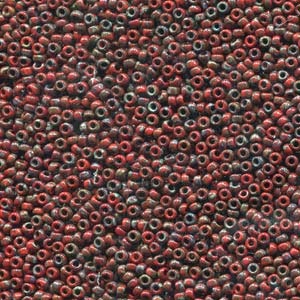 MIYUKI, Japanese Seed Beads, Round, 11/0, Picasso Opaque Red Garnet