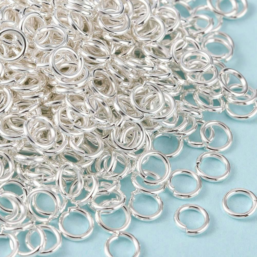 Bindringar, 6x1 mm, Silver, Mässing 50 st