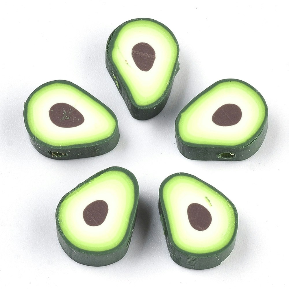 Polymerlerpärlor, Avokado, 50 Stycken