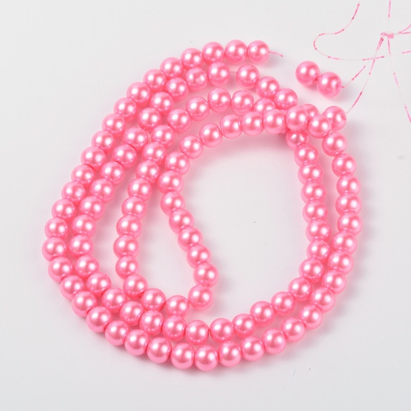 Glaspärlor, Hot Pink, 4~12mm, Ca: 600 st