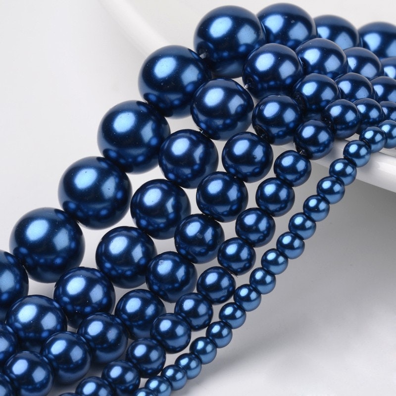 Glaspärlor, Marine Blue, 4~12mm, Ca: 600 st