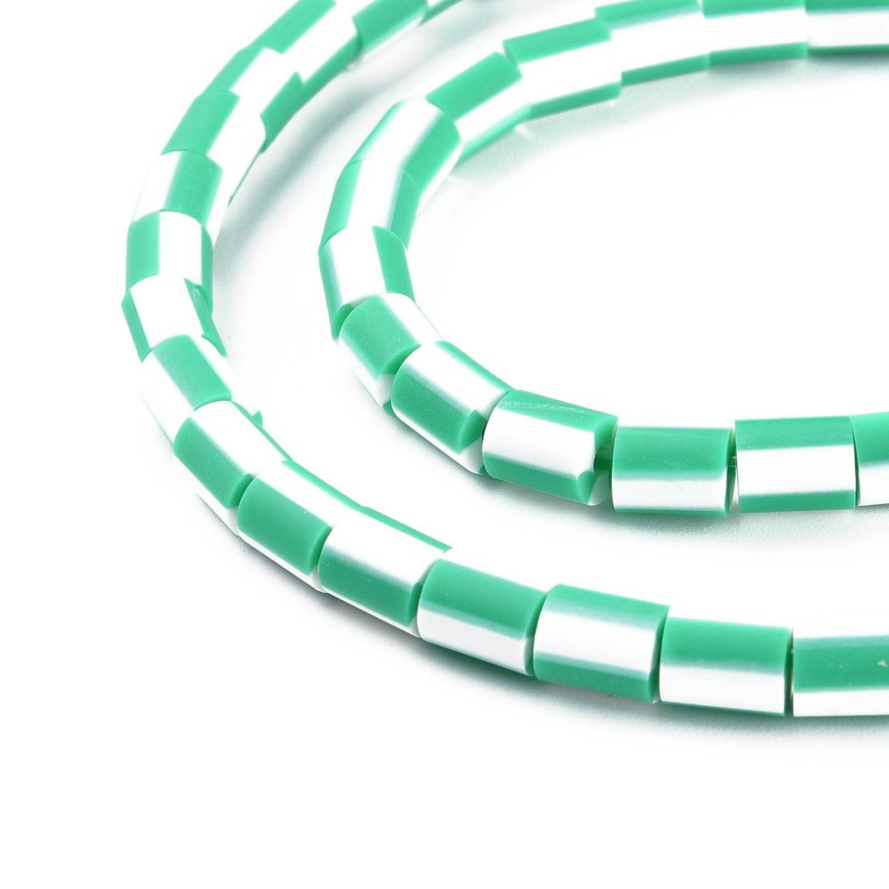 Polymerlerpärlor, Rör, Medium Sea Green, Ca 65 Stycken