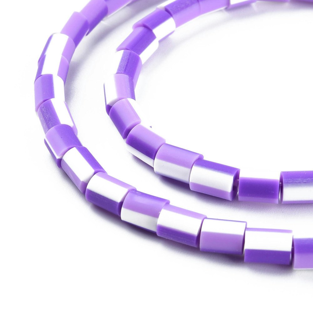 Polymerlerpärlor, Rör, Dark Violet, Ca 65 Stycken