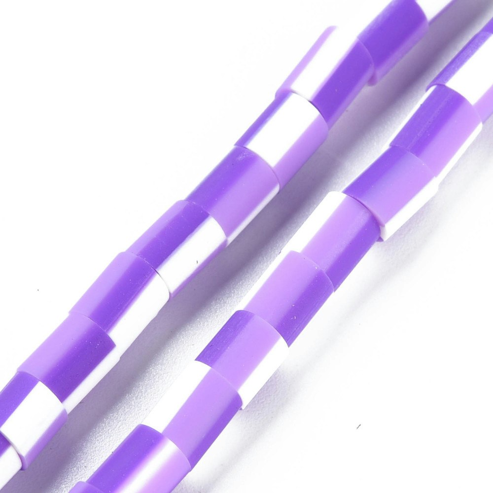 Polymerlerpärlor, Rör, Dark Violet, Ca 65 Stycken