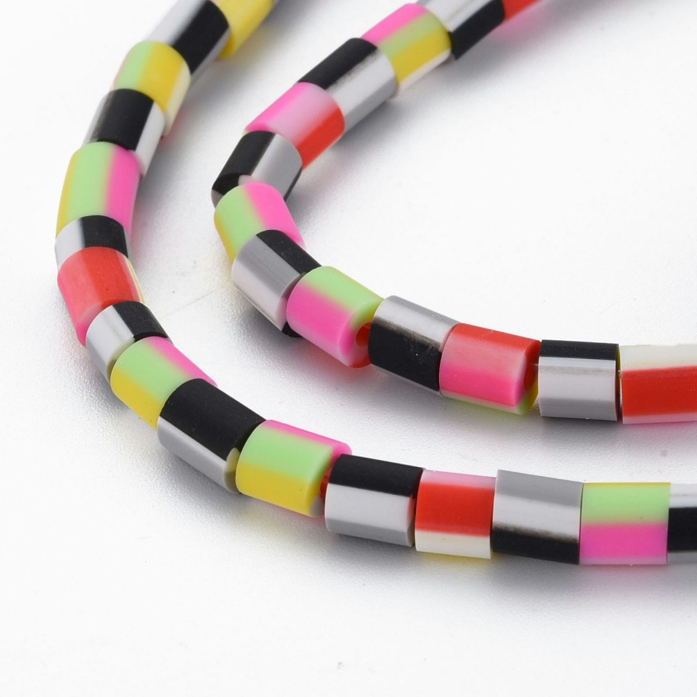 Polymerlerpärlor, Rör, Mixed Color, Ca 65 Stycken