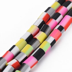 Polymerlerpärlor, Rör, Mixed Color, Ca 65 Stycken