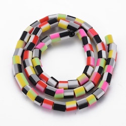 Polymerlerpärlor, Rör, Mixed Color, Ca 65 Stycken