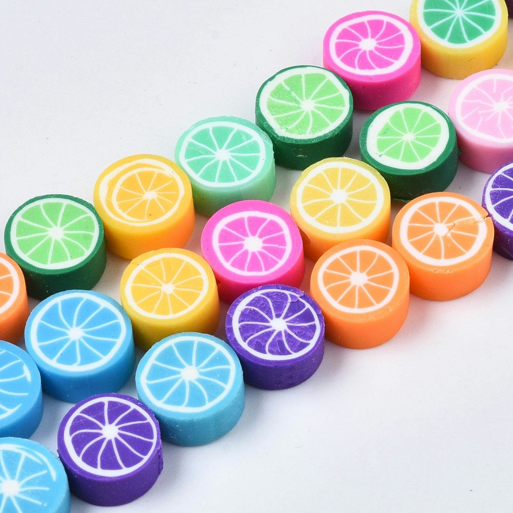 Polymerlerpärlor, Lemon, Mixade färger, 40 st