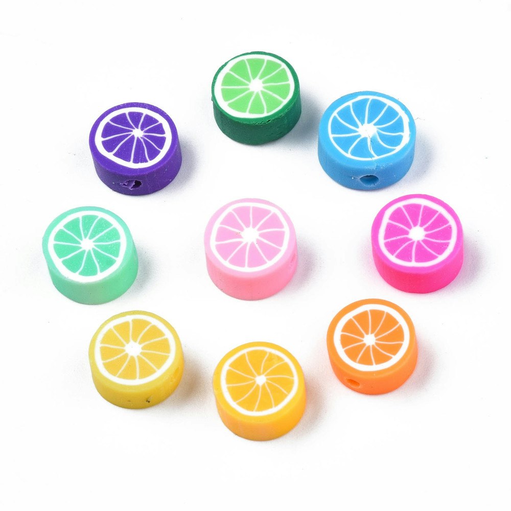 Polymerlerpärlor, Lemon, Mixade färger, 40 st