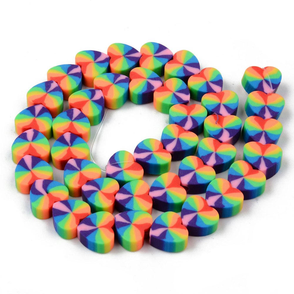 Polymerlerpärlor, Hjärtan, Colorful, Ca: 40 st