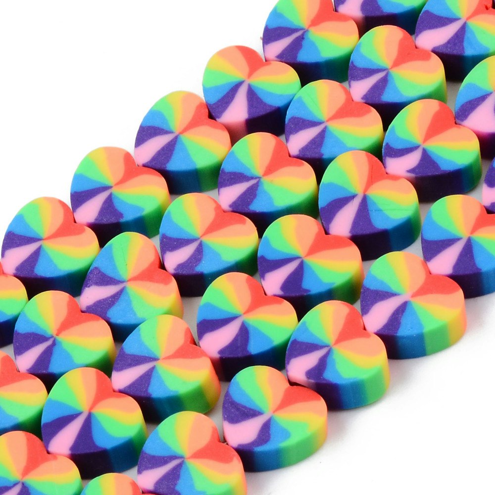Polymerlerpärlor, Hjärtan, Colorful, Ca: 40 st