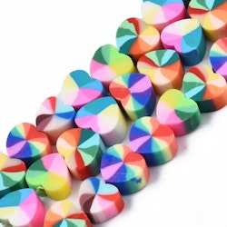 Polymerlerpärlor, Hjärtan, Colorful, Ca: 40 st
