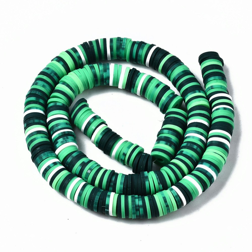 Polymerlerpärlor, Heishi, Green, 320~447 st
