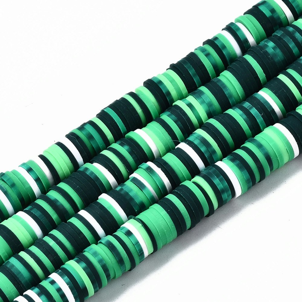 Polymerlerpärlor, Heishi, Green, 320~447 st