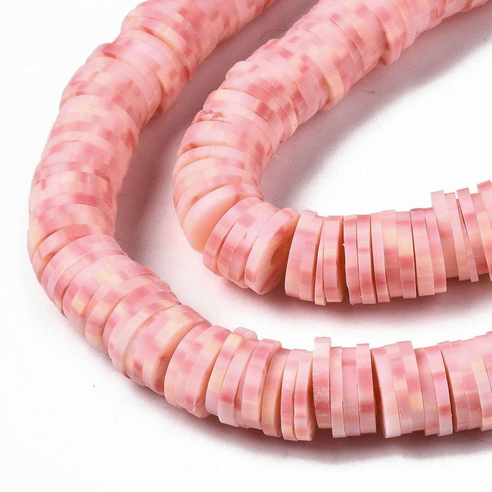Polymerlerpärlor, Heishi, Pink, 320~447 st