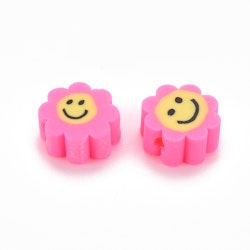 Polymerlerpärlor, Blomma Smiley, Mix, 50 st