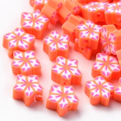 Polymerlerpärlor, Blomma, Orange Red, 50 st