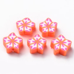 Polymerlerpärlor, Blomma, Orange Red, 50 st