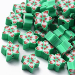 Polymerlerpärlor, Blomma, Medium Sea Green, 50 st