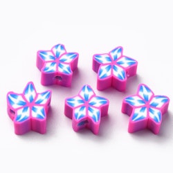 Polymerlerpärlor, Blomma, Fuchsia, 50 st
