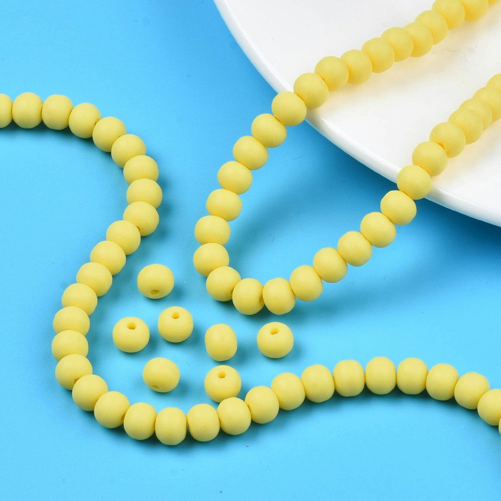 Polymerlerpärlor, Rund, Yellow, Ca: 69 st
