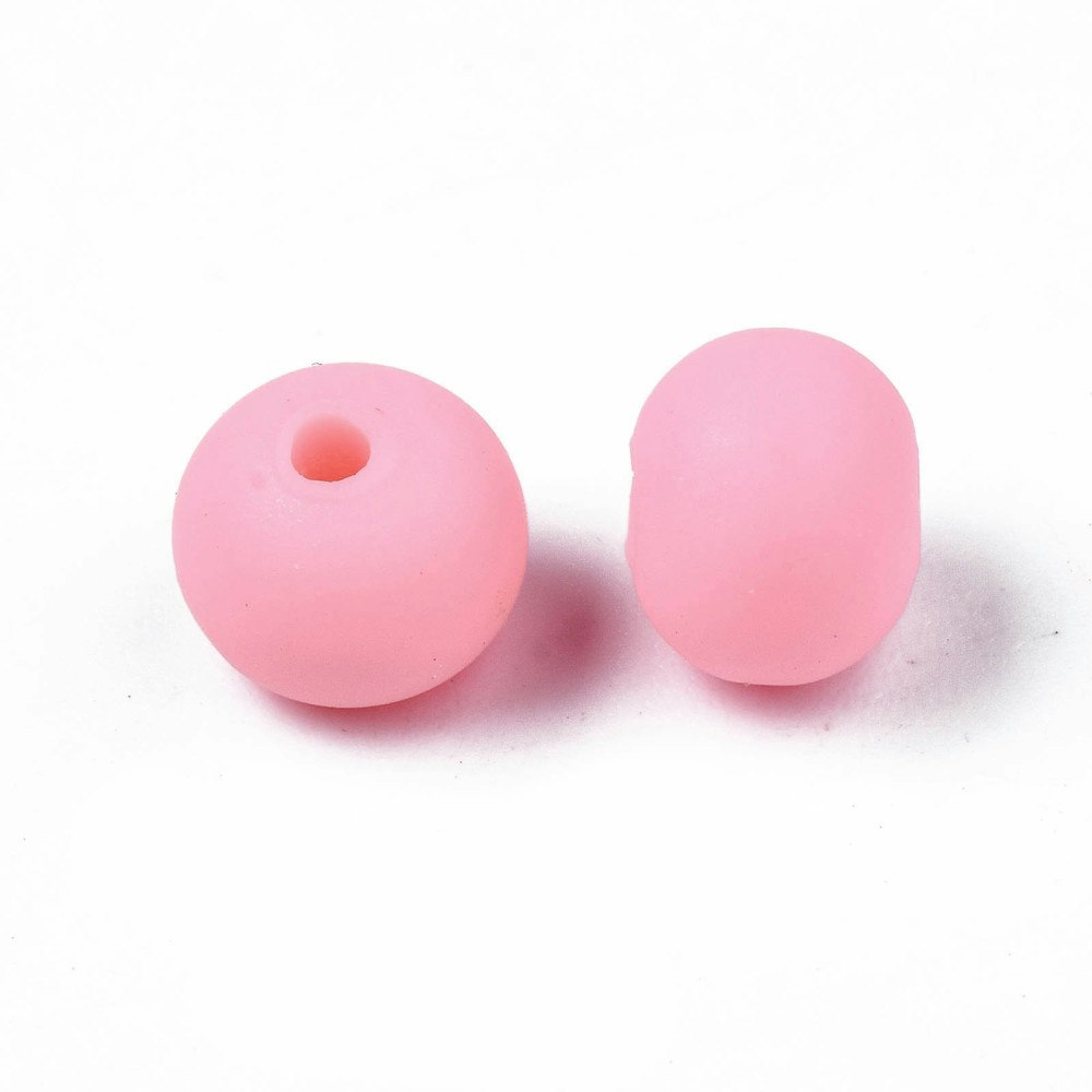 Polymerlerpärlor, Rund, Pink, Ca: 69 st