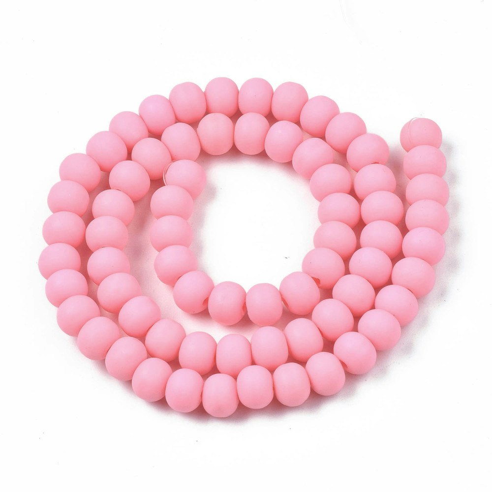 Polymerlerpärlor, Rund, Pink, Ca: 69 st
