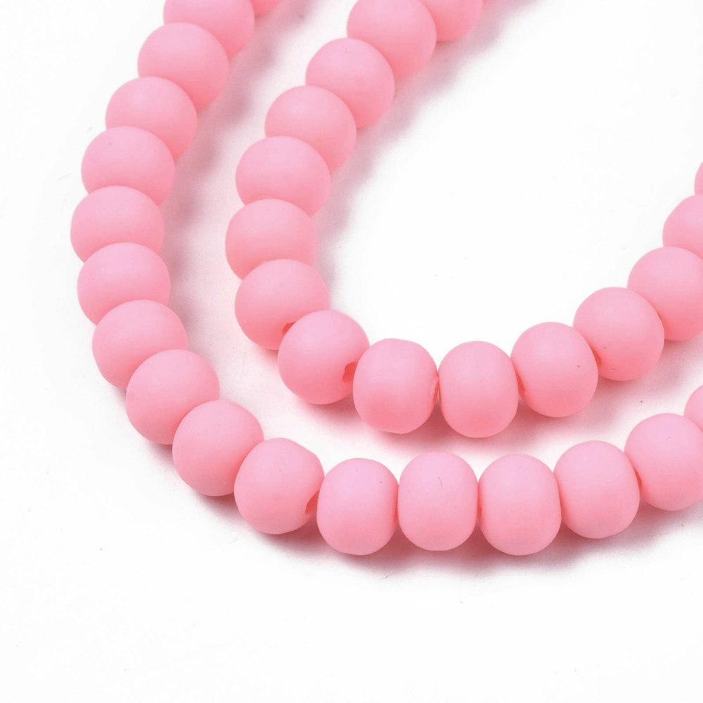 Polymerlerpärlor, Rund, Pink, Ca: 69 st