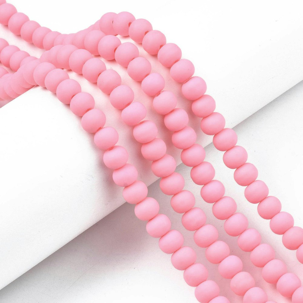 Polymerlerpärlor, Rund, Pink, Ca: 69 st