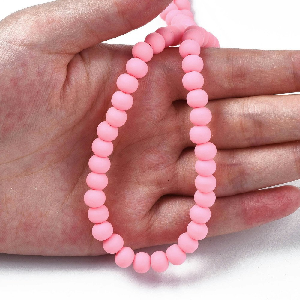 Polymerlerpärlor, Rund, Pink, Ca: 69 st