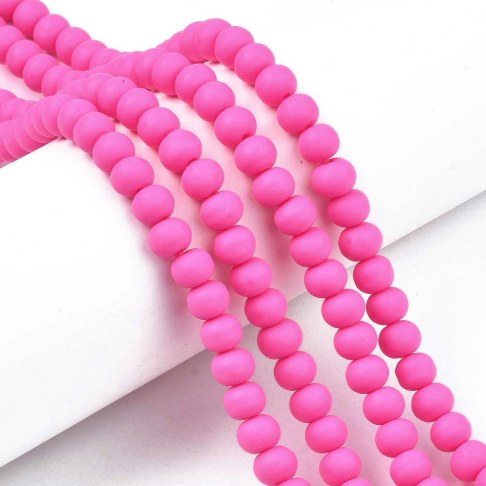 Polymerlerpärlor, Rund, Deep Pink, Ca: 69 st