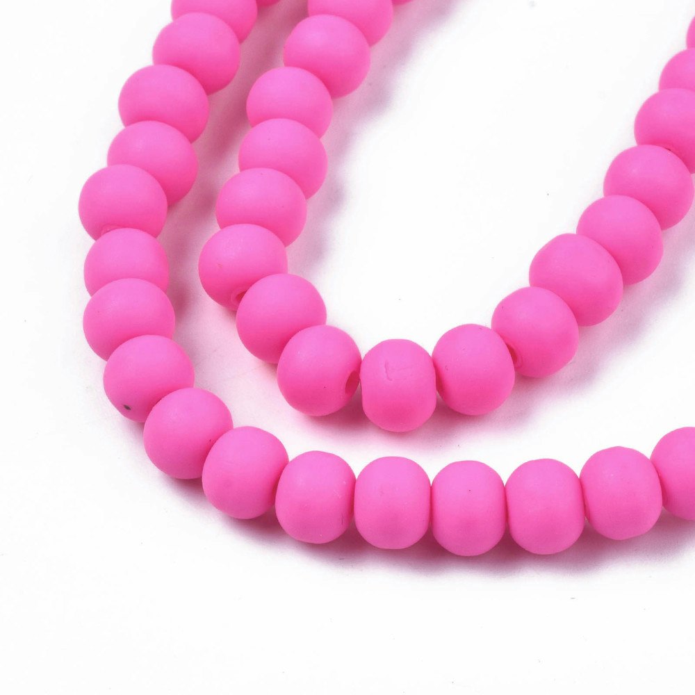 Polymerlerpärlor, Rund, Deep Pink, Ca: 69 st