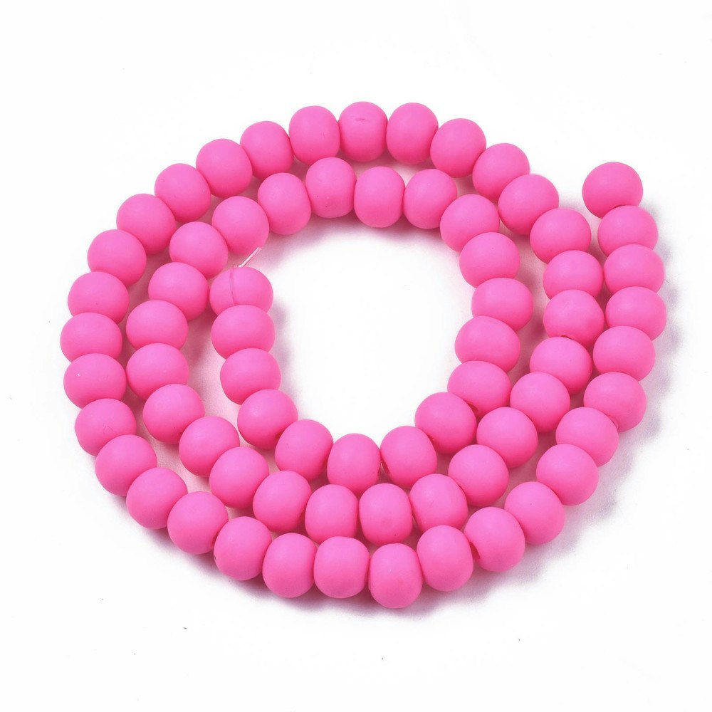 Polymerlerpärlor, Rund, Deep Pink, Ca: 69 st