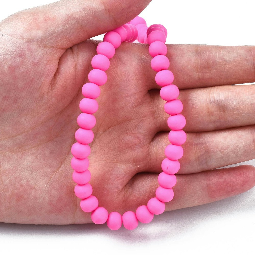 Polymerlerpärlor, Rund, Deep Pink, Ca: 69 st
