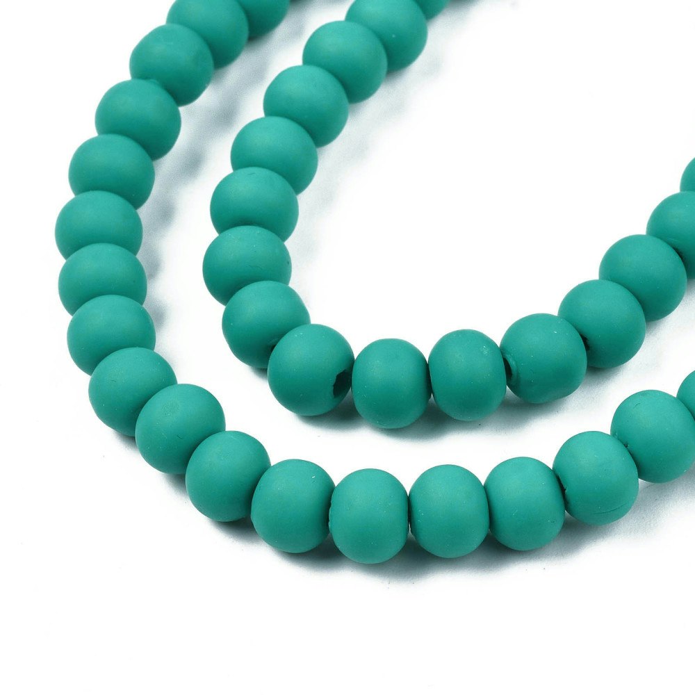 Polymerlerpärlor, Rund, Dark Cyan, Ca: 69 st