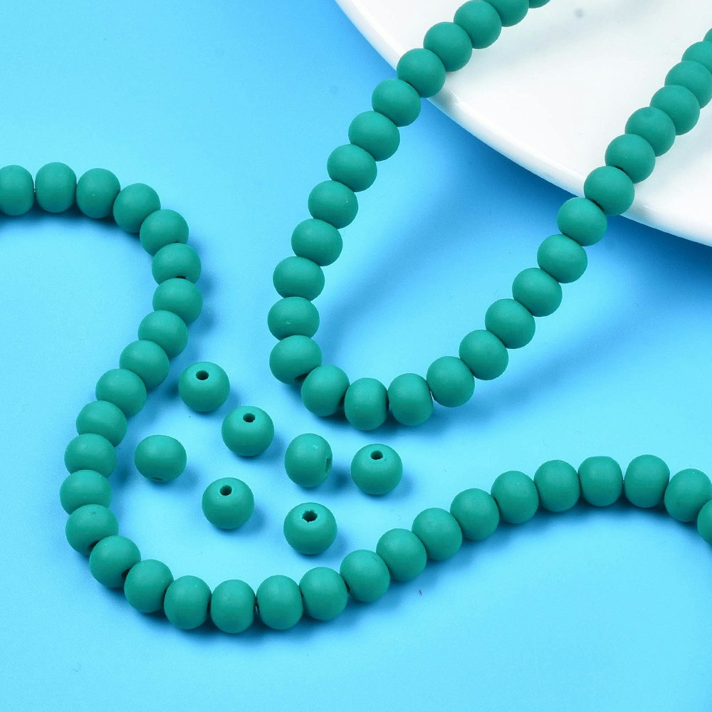 Polymerlerpärlor, Rund, Dark Cyan, Ca: 69 st