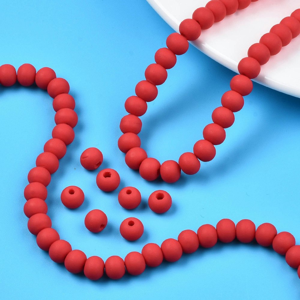 Polymerlerpärlor, Rund, Dark Red, Ca: 69 st