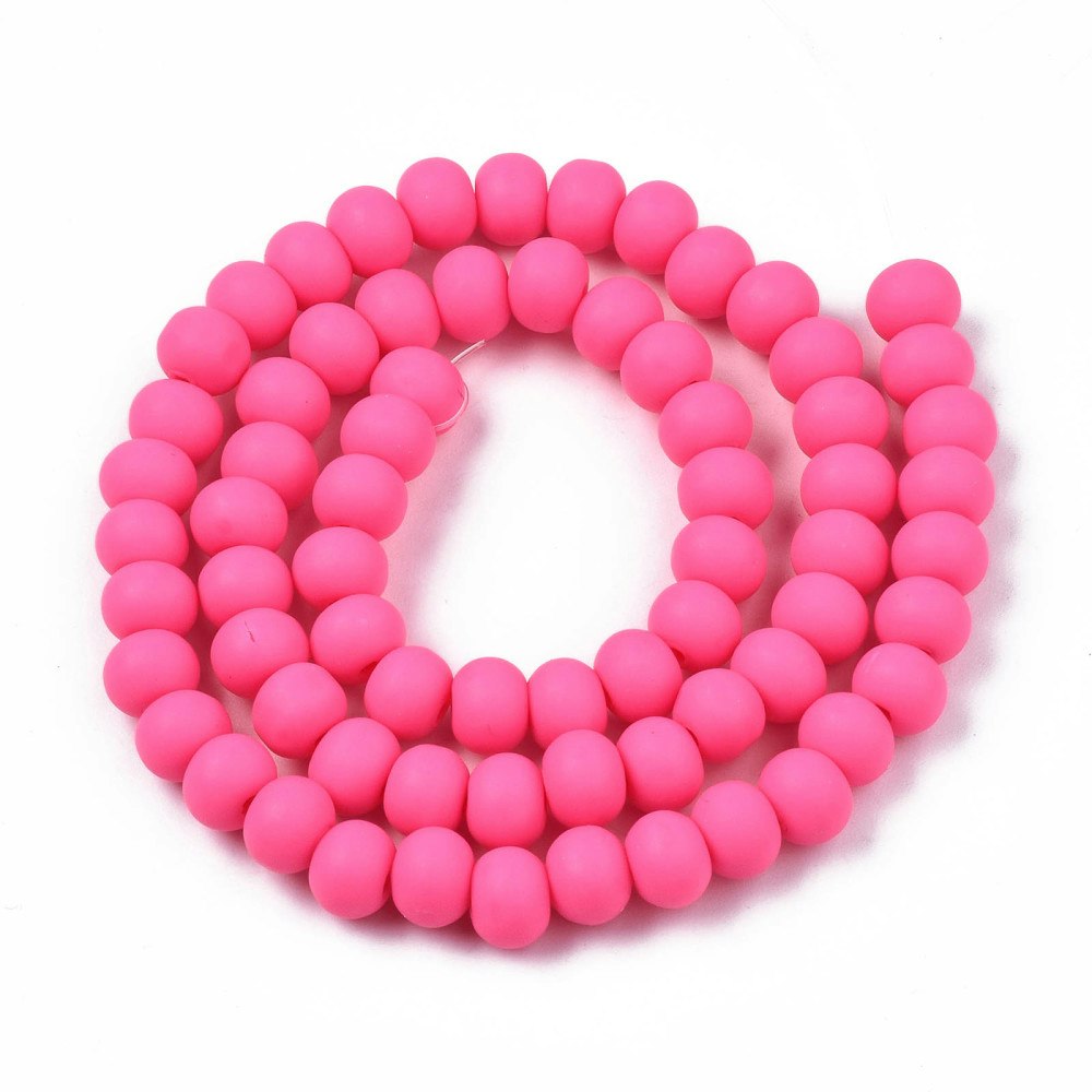 Polymerlerpärlor, Rund, Hot Pink, Ca: 69 st