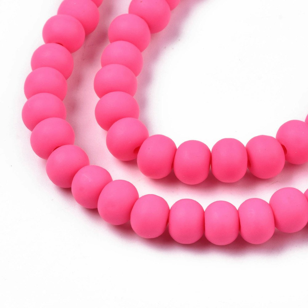 Polymerlerpärlor, Rund, Hot Pink, Ca: 69 st