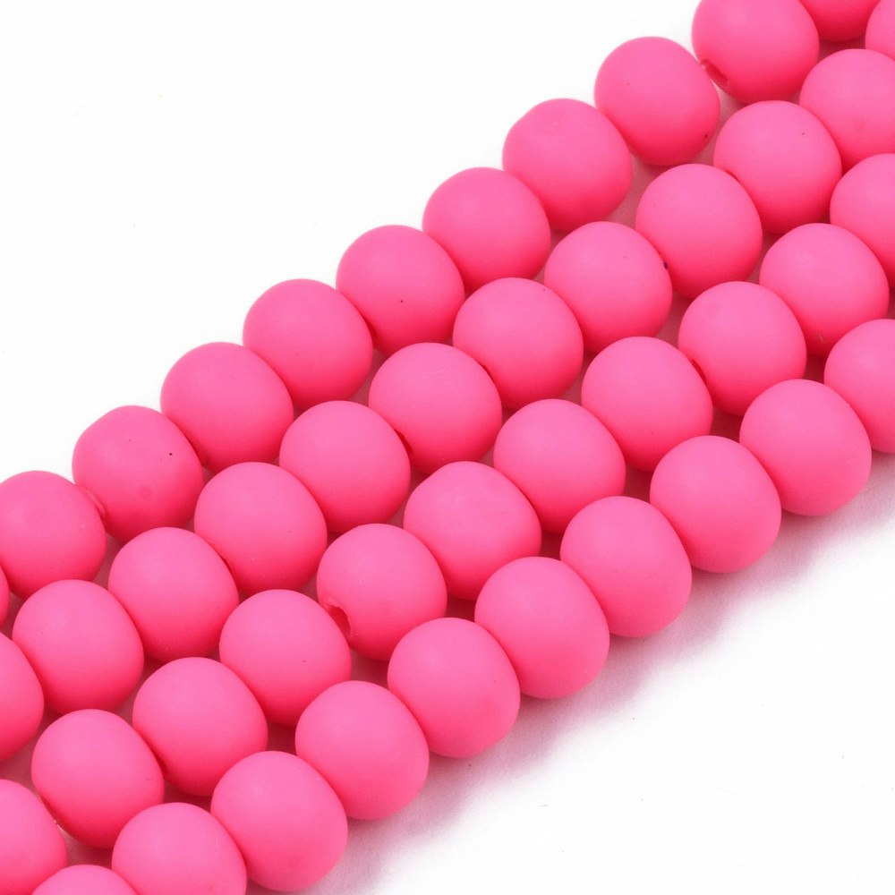 Polymerlerpärlor, Rund, Hot Pink, Ca: 69 st